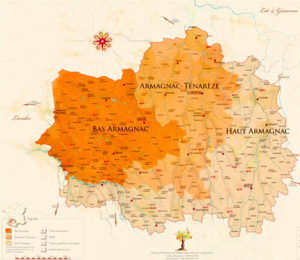 carte AOC Armagnac - Les régions de l'AOC ARMAGNAC