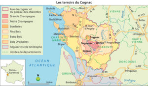 AOC Cognac carte Cognac terroirs